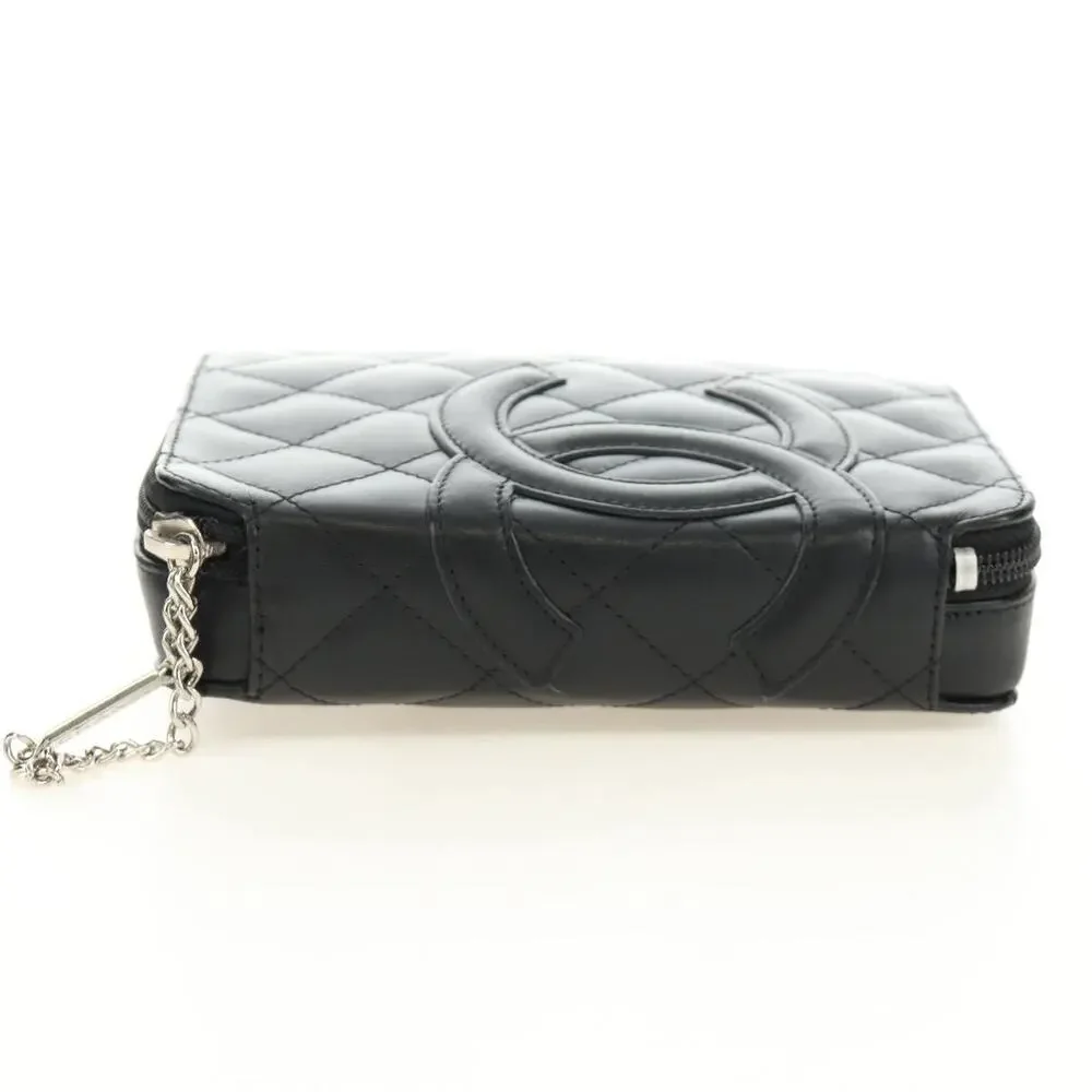Chanel Calfskin Quilted Cambon Zip Around Cosmetic Pouch